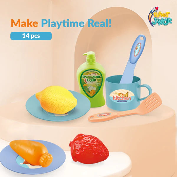 Electric Kitchen Sink Toy, Children's Simulation Sink with Fruit & Tableware Toy, Dishwasher Play Kitchen Kit Electric Kitchen Sink Toy, Children's Simulation Sink with Fruit & Tableware Toy, Dishwasher Play Kitchen Kit
